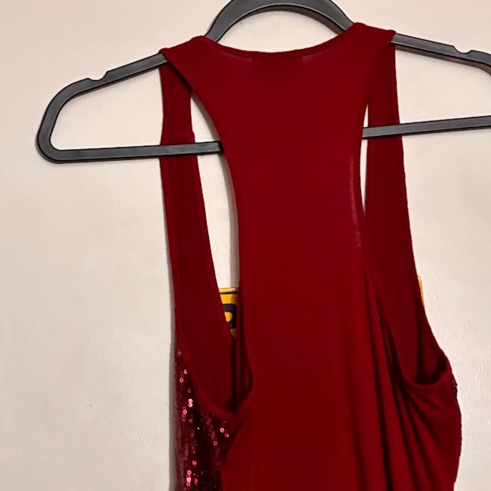Arte Deep Red Sequin Racerback Tank Top – Size Medium - Picture 3 of 3